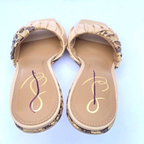 Sam Edelman Kittie Slides 3" Heeled Sandal Sz 6M Beige/Snakeprint NWOB $180 - Picture 11 of 12